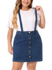 Plus Size Suspender Skirt for Women Adjustable Strap Cross Back Mini A-Line Denim Skirts