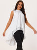 Casual Tie Back Asymmetrical High Low Sleeveless Mock Neck Flowy Tunic Blouse