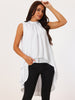 Casual Tie Back Asymmetrical High Low Sleeveless Mock Neck Flowy Tunic Blouse