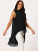 Casual Tie Back Asymmetrical High Low Sleeveless Mock Neck Flowy Tunic Blouse