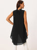 Casual Tie Back Asymmetrical High Low Sleeveless Mock Neck Flowy Tunic Blouse