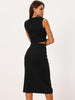 2Pcs Sleeveless Summer Crop Top and Side Split Draped Ruched Skirt Set