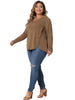 Plus Size Long Sleeve V Neck Loose Button Blouses Tunic