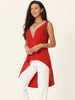 High Low Asymmetrical Top Sleeveless V Neck Irregular Hem Flowy Blouse Tops