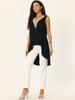 High Low Asymmetrical Top Sleeveless V Neck Irregular Hem Flowy Blouse Tops