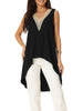 High Low Asymmetrical Top Sleeveless V Neck Irregular Hem Flowy Blouse Tops