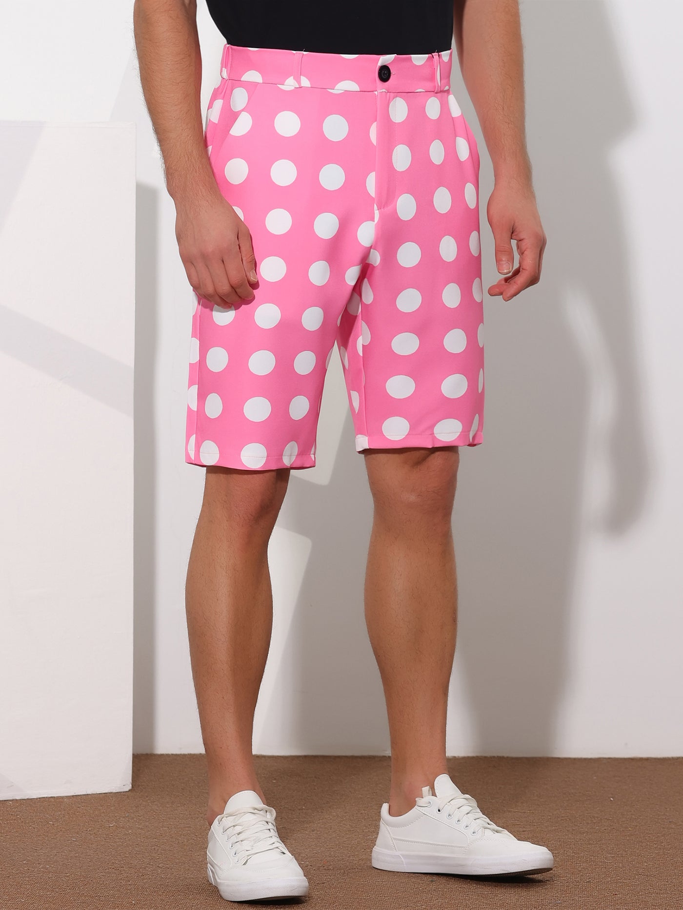 Bublédon Polka Dots Business Regular Fit Flat Front Chino Shorts