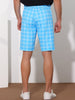 Plaid Flat Front Color Block Checked Shorts with Pockets
