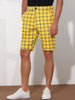 Plaid Flat Front Color Block Checked Shorts with Pockets