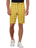 Plaid Flat Front Color Block Checked Shorts with Pockets