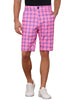 Plaid Flat Front Color Block Checked Shorts with Pockets