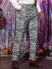 Animal Printed Dress Pants Flat Front Regular Fit Party Trousers