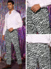Animal Printed Dress Pants Flat Front Regular Fit Party Trousers