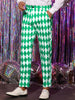 Argyle Pattern Regular Fit Flat Front Party Prom Dress Trousers