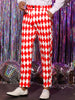 Argyle Pattern Regular Fit Flat Front Party Prom Dress Trousers
