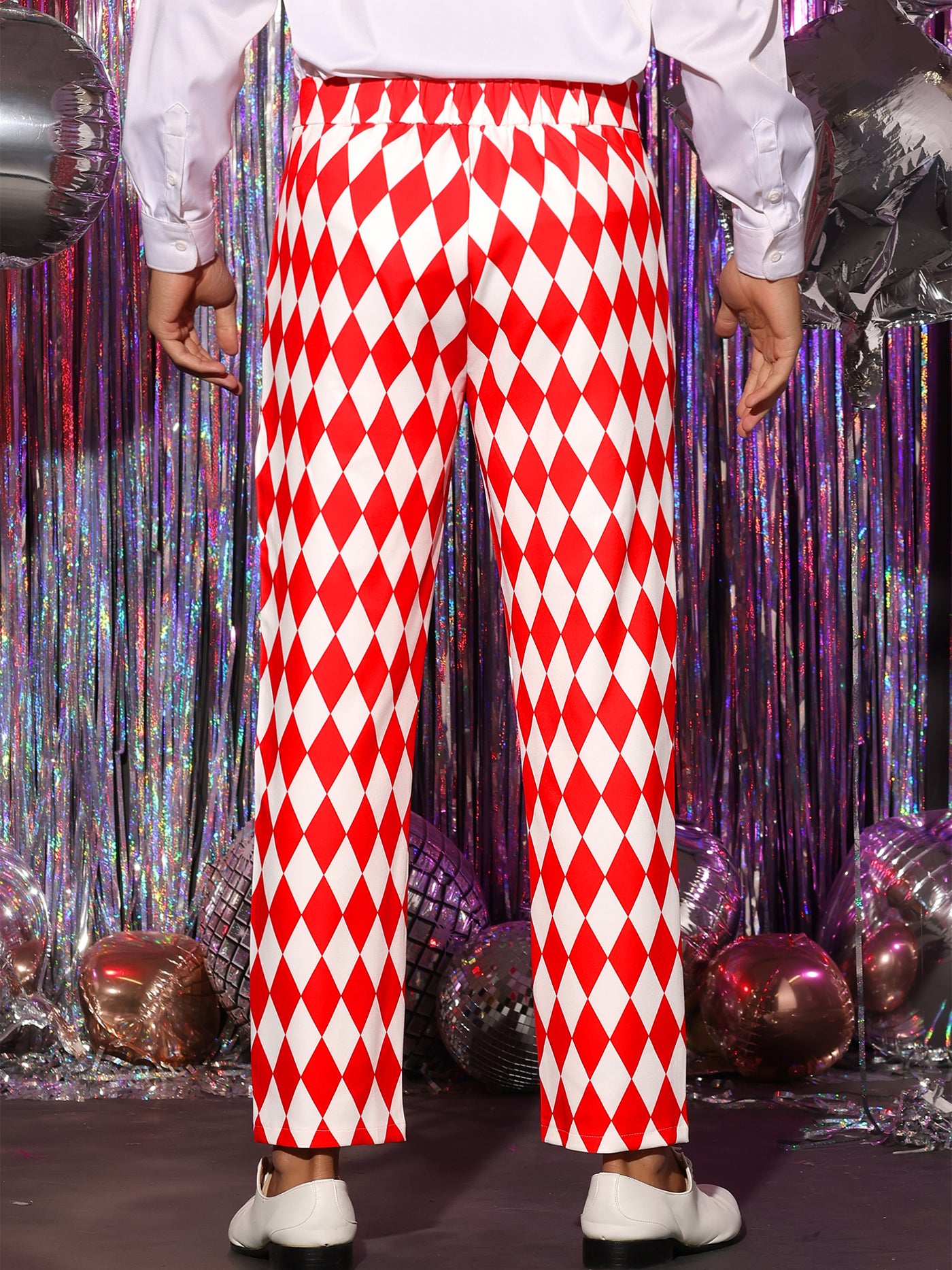 Bublédon Argyle Pattern Regular Fit Flat Front Party Prom Dress Trousers