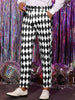 Argyle Pattern Regular Fit Flat Front Party Prom Dress Trousers