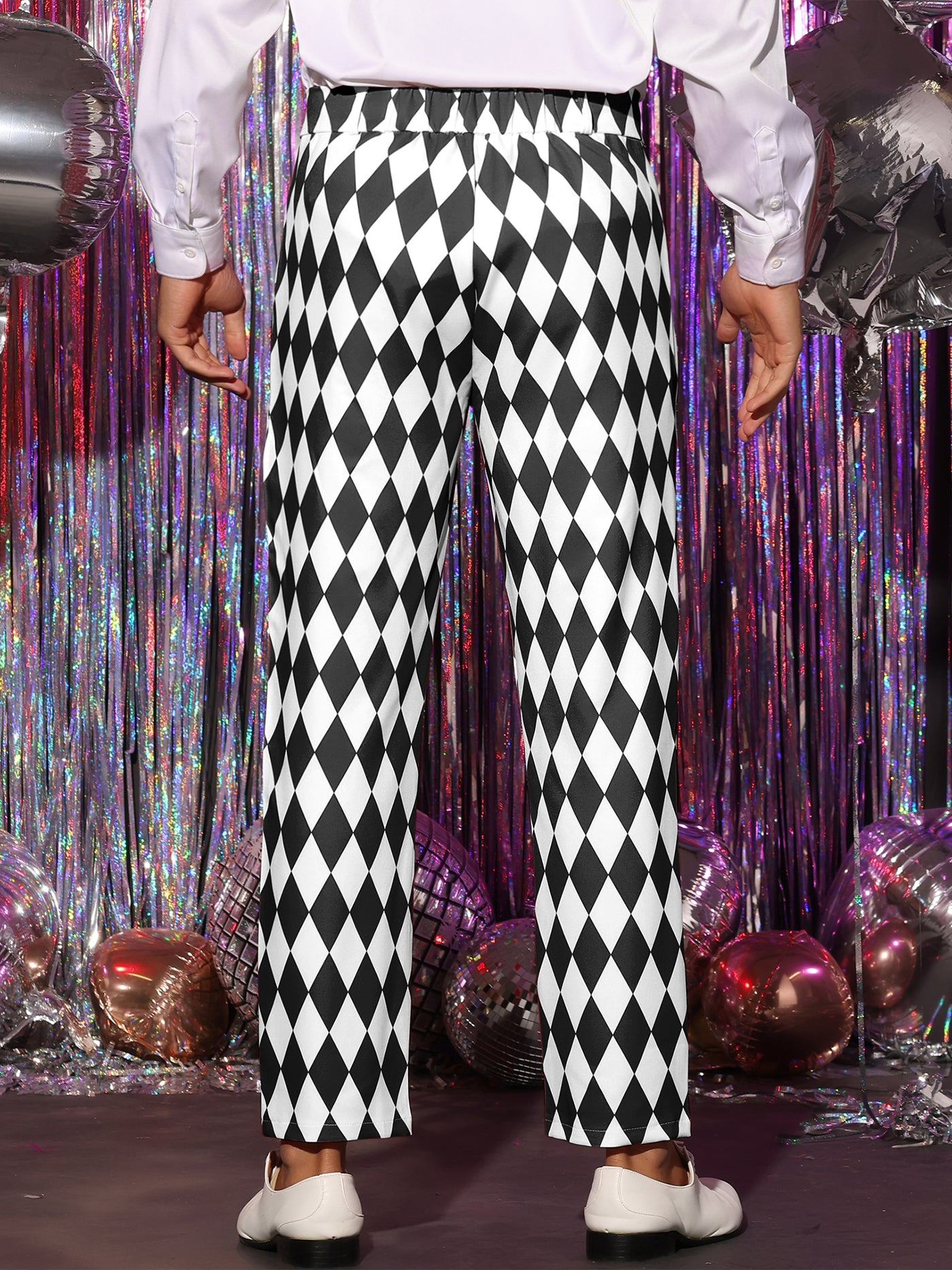 Bublédon Argyle Pattern Regular Fit Flat Front Party Prom Dress Trousers
