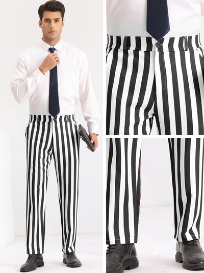 Striped Dress Pants Straight Leg Color Block Business Trousers