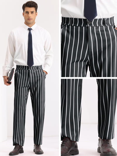Striped Slacks Flat Front Stripes Printed Business Formal Trouser Pants