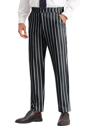 Striped Slacks Flat Front Stripes Printed Business Formal Trouser Pants