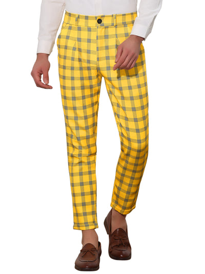 Plaid Stretch Flat Front Formal Checked Golf Dress Pants