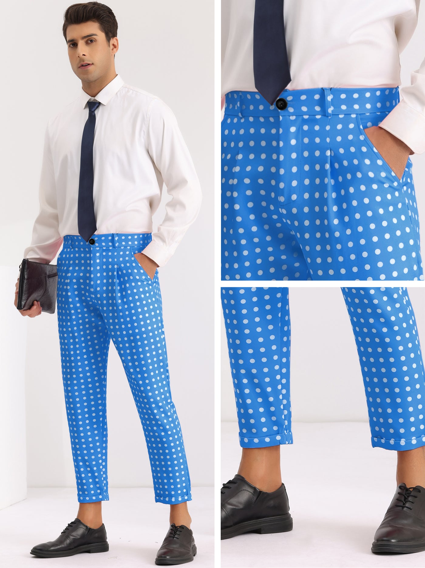 Bublédon Polka Dots Printed Dress Flat Front Party Golf Pants