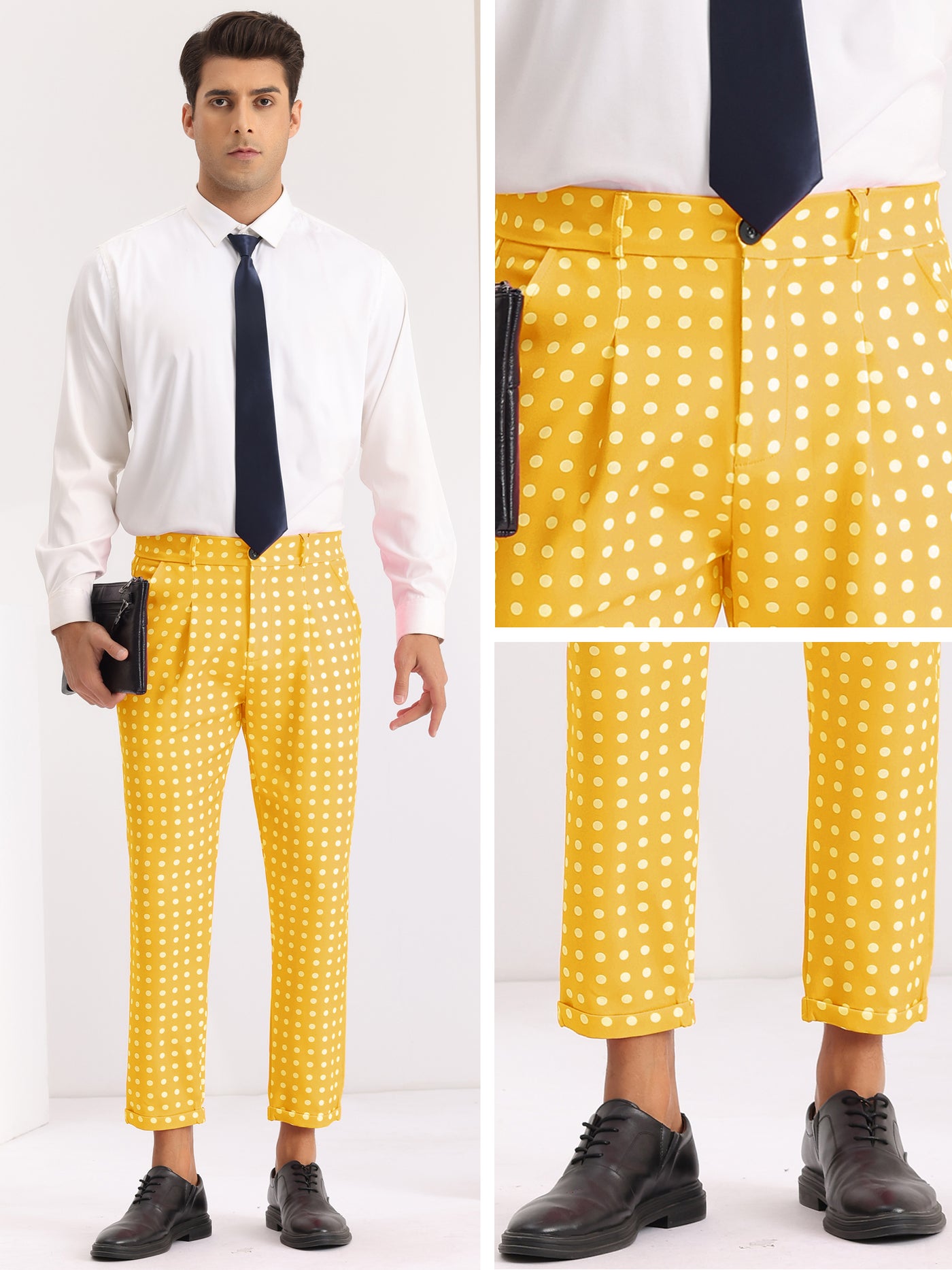 Bublédon Polka Dots Printed Dress Flat Front Party Golf Pants