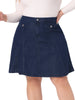 Plus Size Denim Skirt for Women Casual A-line Jean Buttons Decor Faux Pockets Mini Skirts