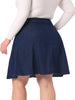 Plus Size Denim Skirt for Women Casual A-line Jean Buttons Decor Faux Pockets Mini Skirts