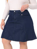Plus Size Denim Skirt for Women Casual A-line Jean Buttons Decor Faux Pockets Mini Skirts