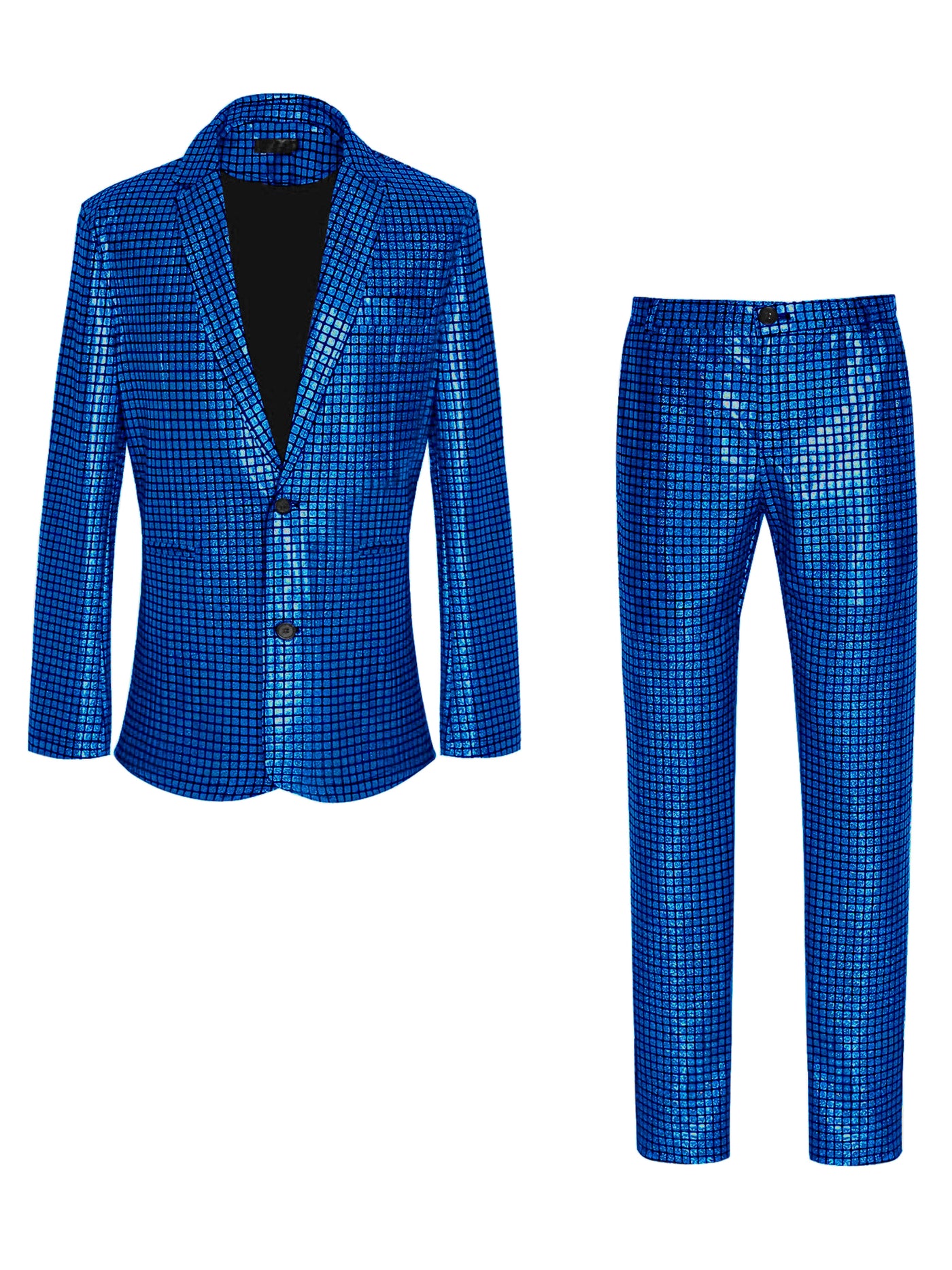 Bublédon Metallic Sequin Blazer and Pants Party Two Pieces Suit Set