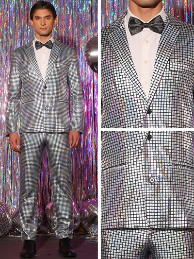 Metallic Sequin Blazer and Pants Party Two Pieces Suit Set