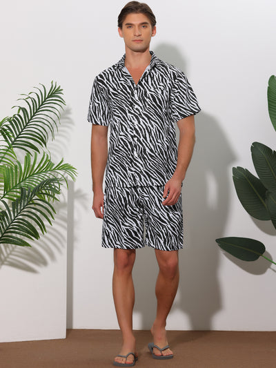 Animal Printed Hawaiian Summer 2 Pieces Pattern Shirts and Shorts Sets