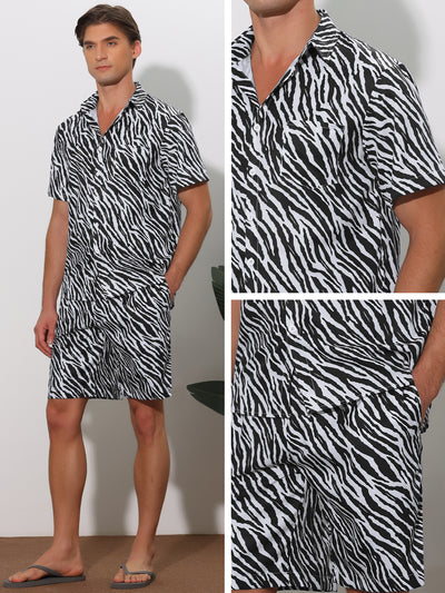 Animal Printed Hawaiian Summer 2 Pieces Pattern Shirts and Shorts Sets