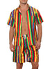Rainbow Hawaiian 2 Pieces Vacation Beach Shirt and Shorts Sets