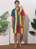 Rainbow Hawaiian 2 Pieces Vacation Beach Shirt and Shorts Sets