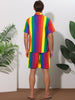 Rainbow Hawaiian 2 Pieces Vacation Beach Shirt and Shorts Sets