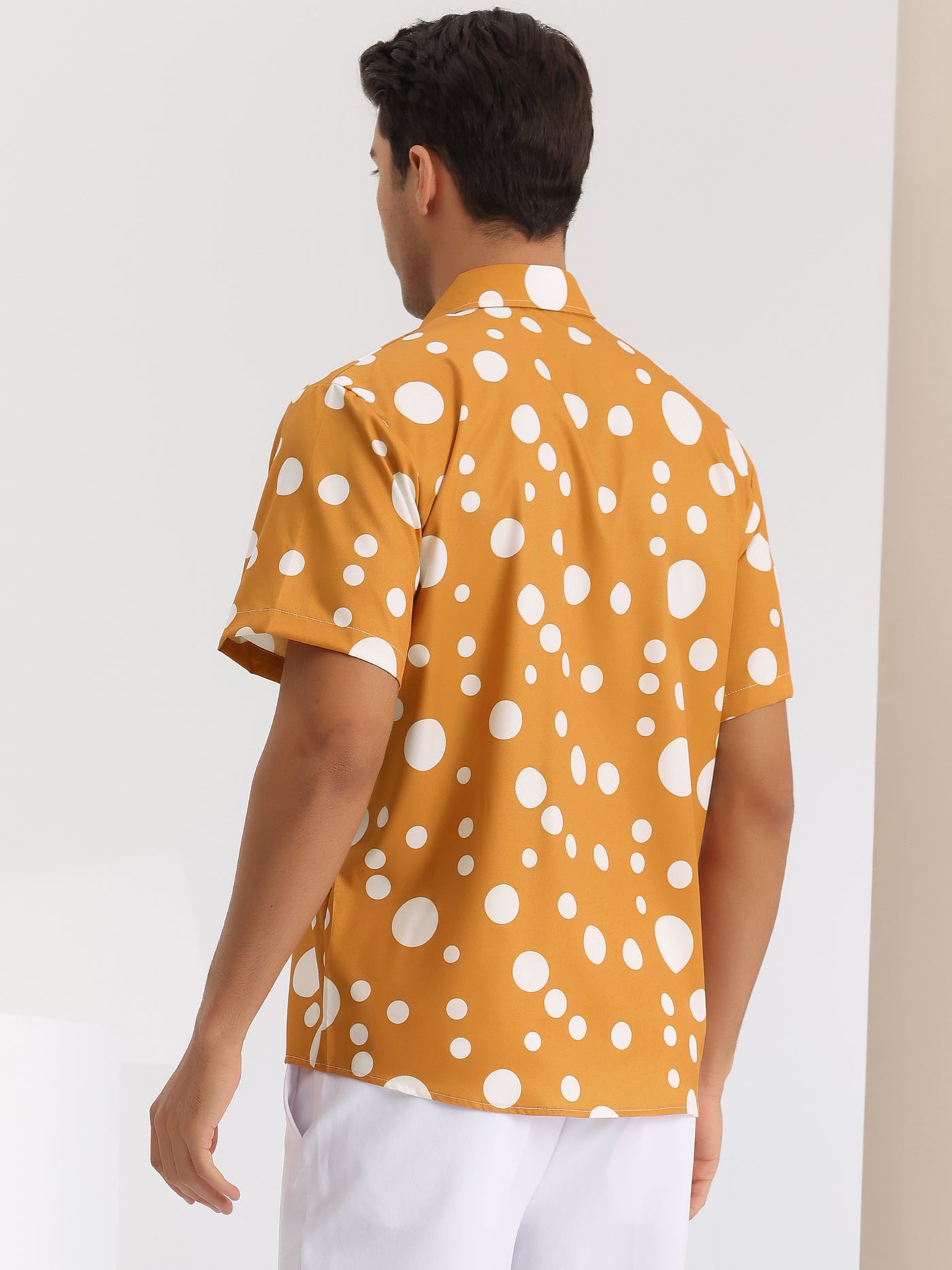 Bublédon Polka Dots Shirts for Men's Summer Contrasting Color Short Sleeves Button Down Shirt