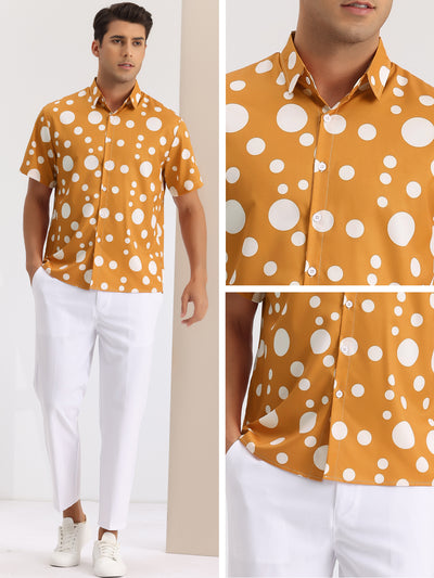 Polka Dots Shirts for Men's Summer Contrasting Color Short Sleeves Button Down Shirt