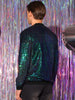 Sequin Zipper Long Sleeves Party Disco Shiny Bomber Jacket