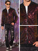 Sequin Zipper Long Sleeves Party Disco Shiny Bomber Jacket