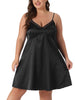 Plus Size Nightgown for Women Satin Camisole V-Neck Sleeveles Lace Trim Lingerie Dress Sleepwear