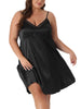 Plus Size Nightgown for Women Satin Camisole V-Neck Sleeveles Lace Trim Lingerie Dress Sleepwear