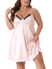 Plus Size Nightgown for Women Satin Camisole V-Neck Sleeveles Lace Trim Lingerie Dress Sleepwear