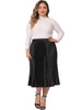 Plus Size Pleated Skirt for Women Stretched High Waist Premium Metallic Shiny Midi Skirts