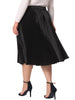 Plus Size Pleated Skirt for Women Stretched High Waist Premium Metallic Shiny Midi Skirts