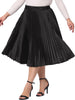 Plus Size Pleated Skirt for Women Stretched High Waist Premium Metallic Shiny Midi Skirts