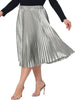 Plus Size Pleated Skirt for Women Stretched High Waist Premium Metallic Shiny Midi Skirts