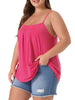 Plus Size Cami for Women Adjustable Strap Elegant Basic Pleated Camisole Sleeveless Tank Tops